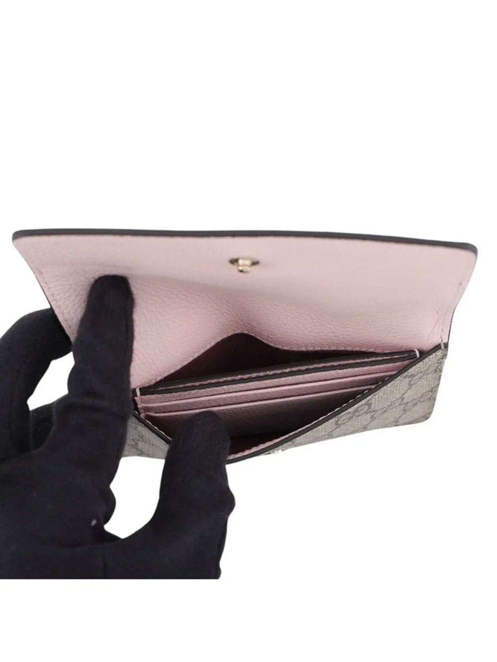 Gucci Pouch Double G Wallet GG Supreme Leather Card Case